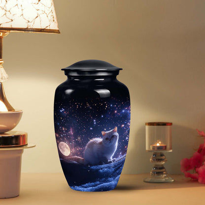 Unique Cat Urn with a Starry Sky Design, a Large Memorial Urn for Pets