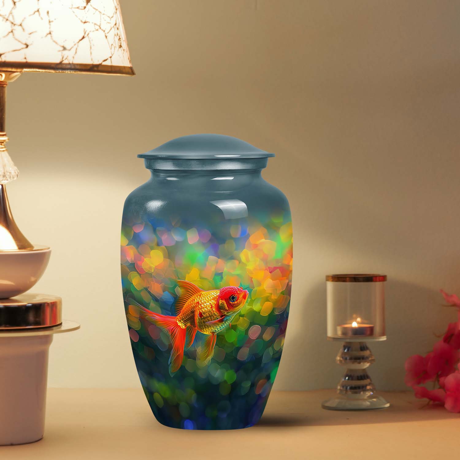 A large-sized Fish Underwater themed urn, suitable for cremation purposes