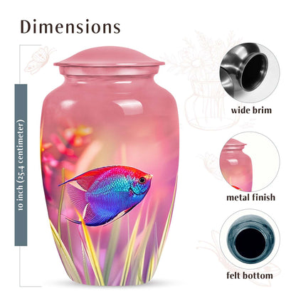 Large Blissful Coral Angelfish Urn for human ashes, perfect for marine-themed funeral memorials