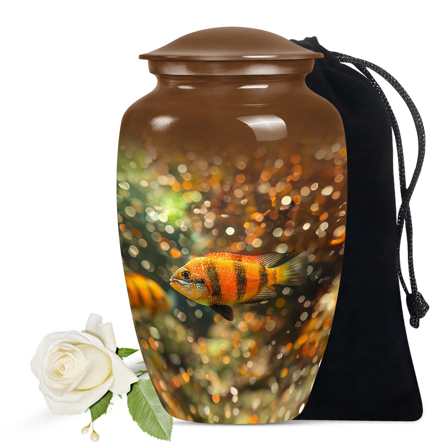 Harmony Angelfish Urn, large and stylish burial urn for adult human ashes