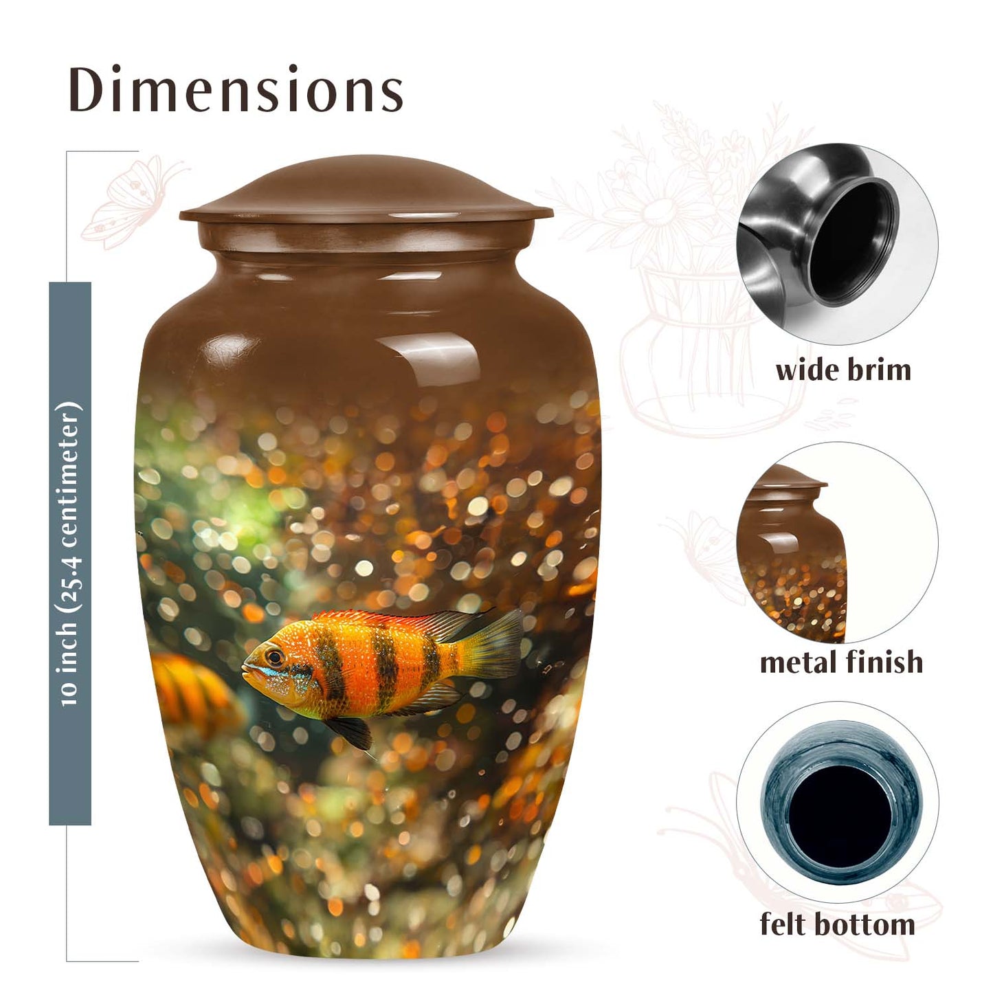 Harmony Angelfish Urn, large and stylish burial urn for adult human ashes