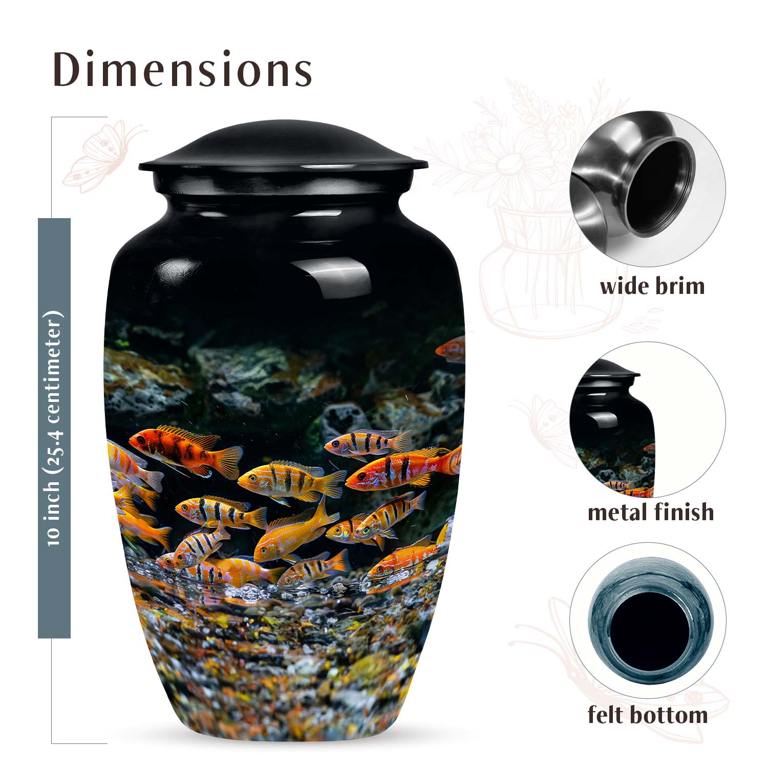 Large and unique fish design urn, ideal for preserving mother's ashes