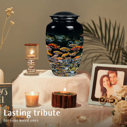 Large and unique fish design urn, ideal for preserving mother's ashes