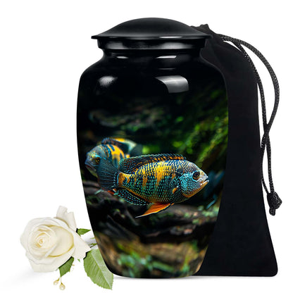 Large, unique fish design cremation urn, ideal for memorializing your loved ones