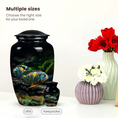 Large, unique fish design cremation urn, ideal for memorializing your loved ones