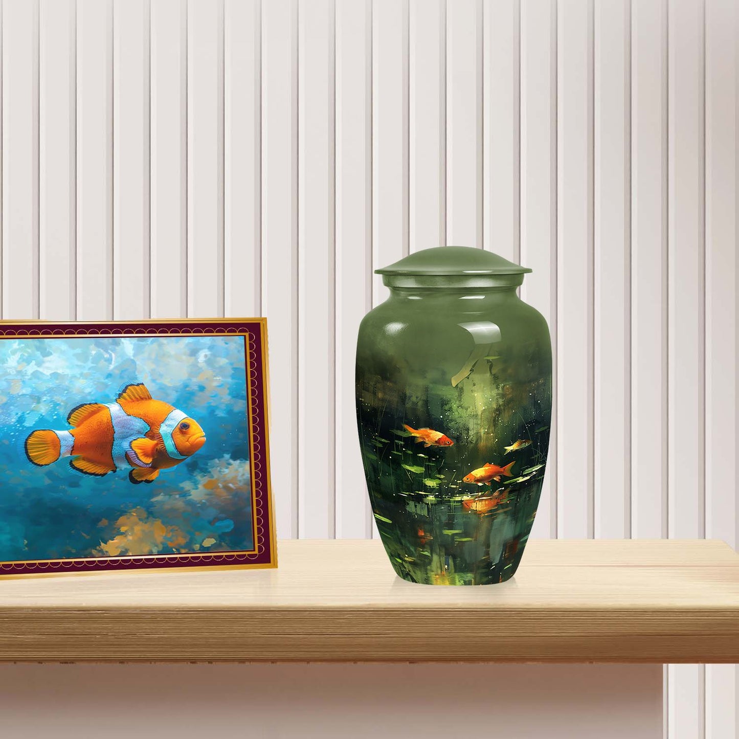 Classic Large Fish Urn, Unique design useful for funeral ashes storage and burial